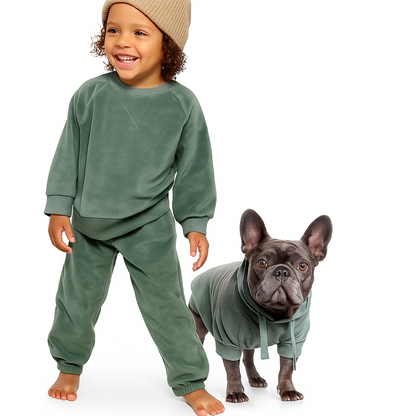 Saliegroene hondenhoodie van biologisch katoen