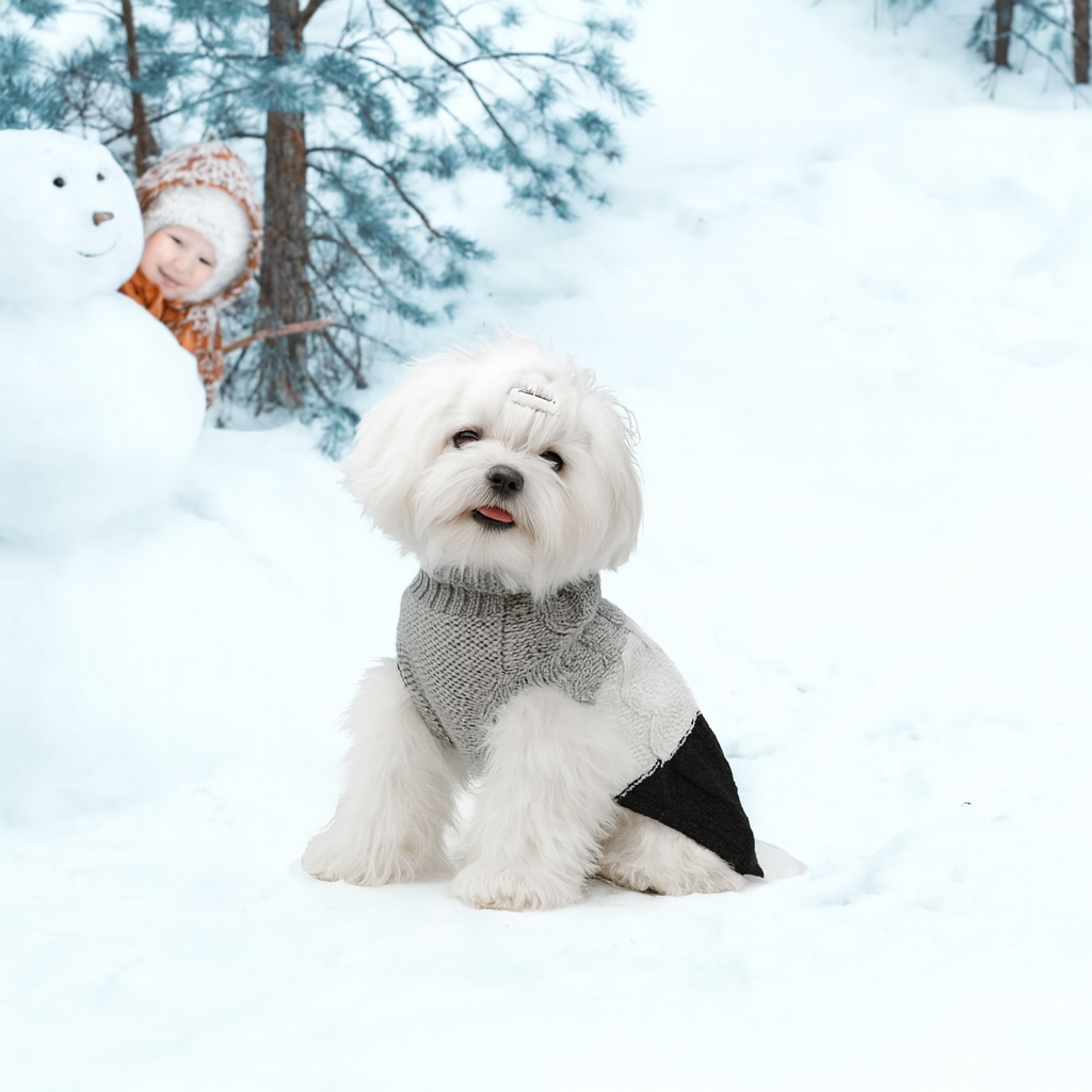 Tweekleurige gebreide hondentrui