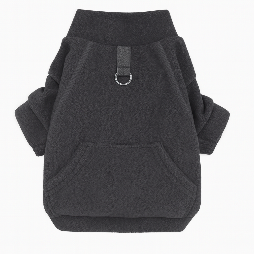 Fleece hondenhoodie met riemring