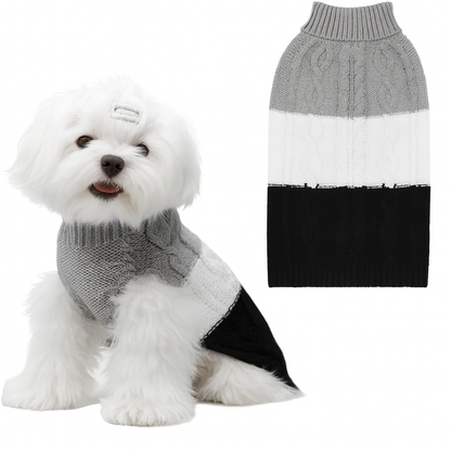 Tweekleurige gebreide hondentrui