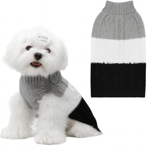 Tweekleurige gebreide hondentrui
