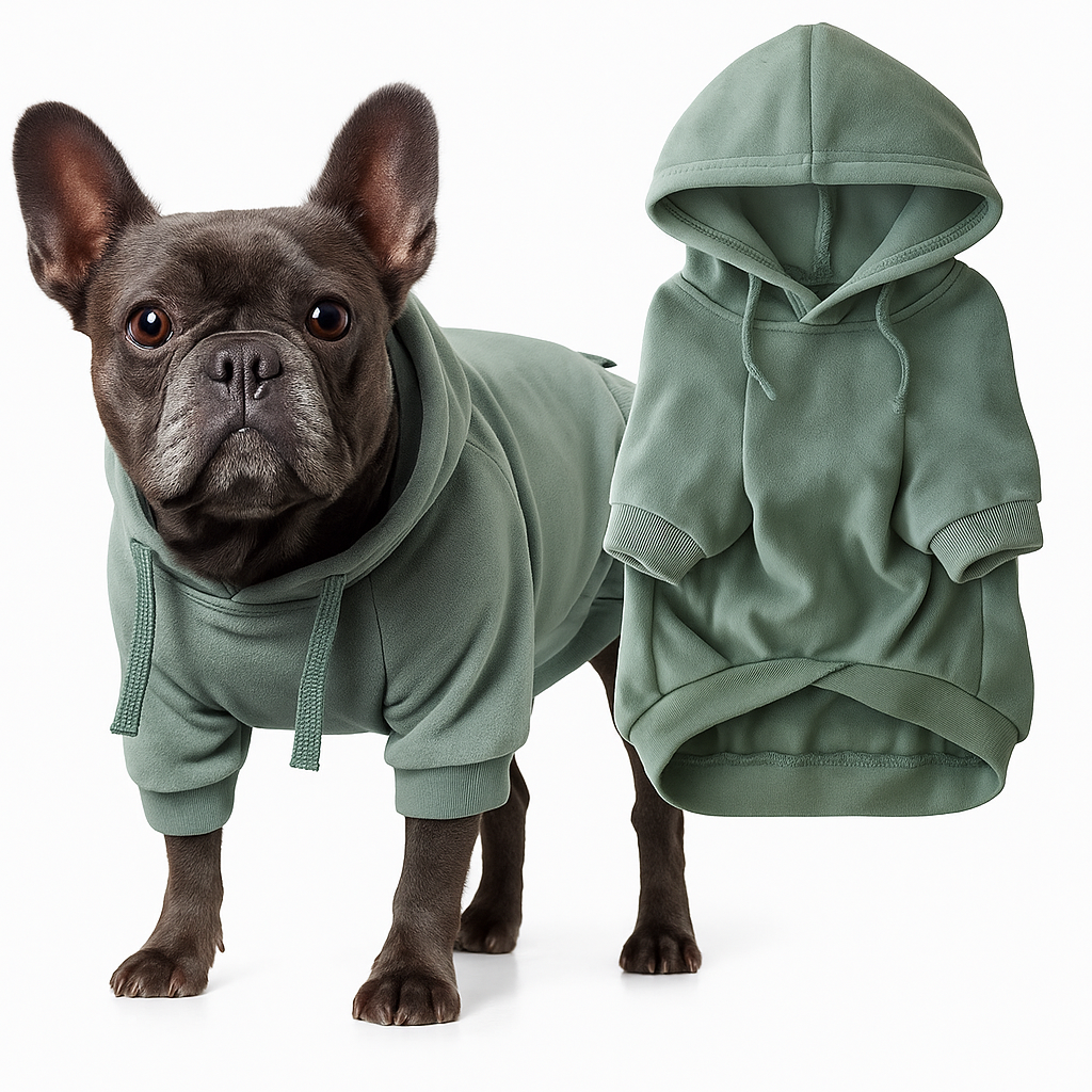 Saliegroene hondenhoodie van biologisch katoen