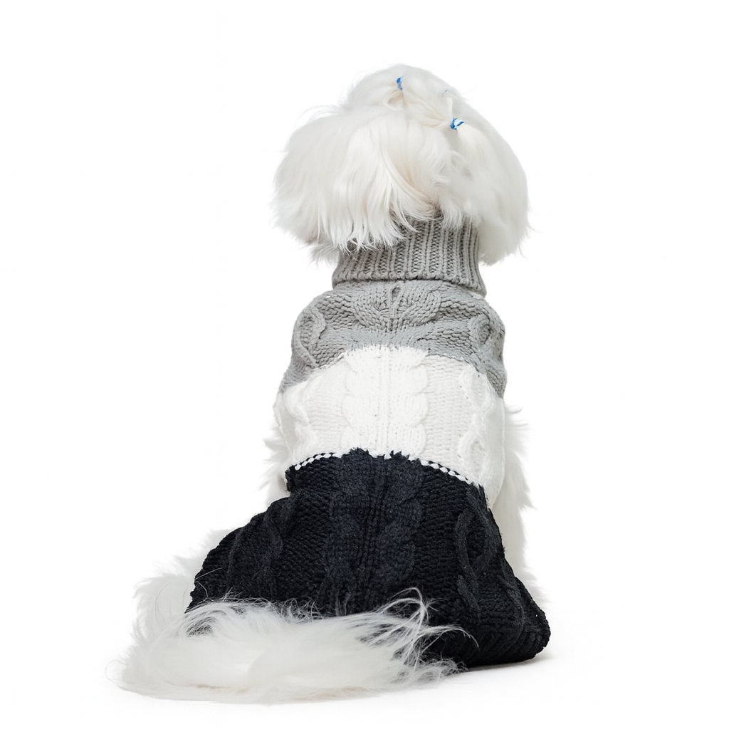 Tweekleurige gebreide hondentrui