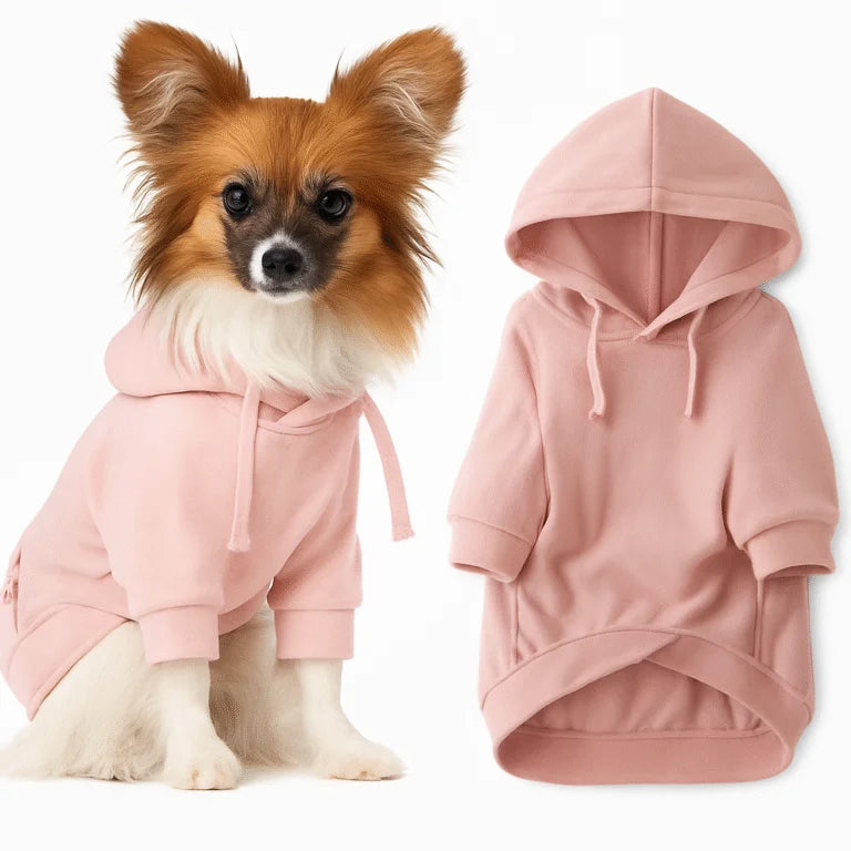 Roze hondenhoodie van biologisch katoen – milieuvriendelijke trui voor huisdieren
