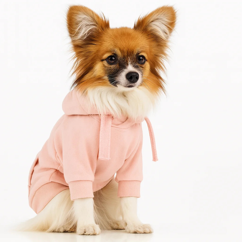 Roze hondenhoodie van biologisch katoen – milieuvriendelijke trui voor huisdieren